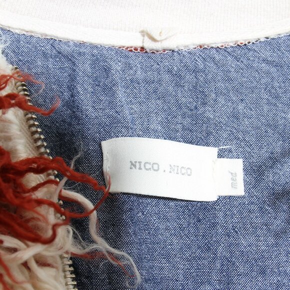 Nico Nico Spirit Faux Fur Bomber Jacket Multi Shaggy Full Zip Size Medium - Picture 15 of 16